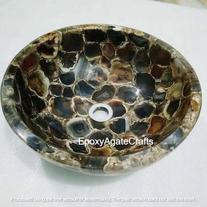 Agate Stone Sink a Unique Bathroom Vanities Plumbing and Home Improvement with Gemstone Countertop Washbasin Round Shape Kitchen Decor