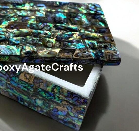 手作りのアワビ貝ジュエリーボックス：ピエトラ・ドゥーラ象嵌細工