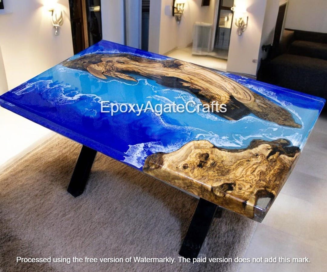 Ocean Wave Epoxy Resin Dining Table: Acacia Wood Live Edge - Etsy