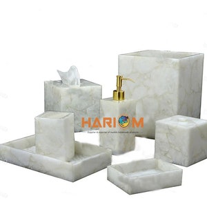 Elegant White Quartz Top Bathroom Set, Bathroom Accessories, Luxury Living Room Bath Decors, Bath Vanity Top Housewarming Gifts Decors