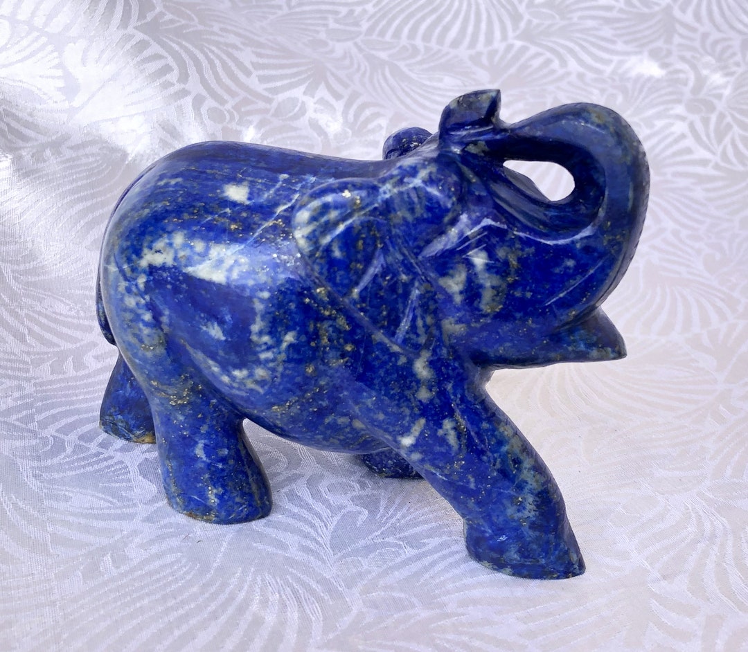 ラピスラズリの象の像：3インチの幸運の置物 - Etsy 日本