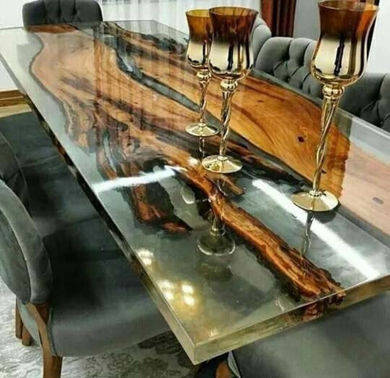 Clear Epoxy Resin Dining Table Top Epoxy Table Acacia Wooden Etsy