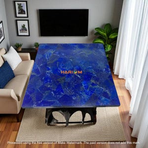 Handmade Lapis Lazuli Table Top: Gemstone Accent Coffee Table