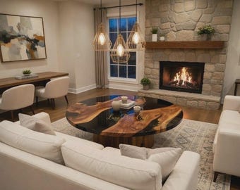 Luxury Black Epoxy River Table Live Edge Walnut Dining Table Handmade Furniture