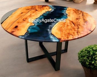 Handmade Walnut Coffee Table: Epoxy Resin River Design