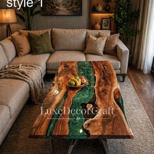Mesa de comedor de resina epoxi hecha a mano: tablero de estilo moderno de mediados de siglo para muebles de lujo Vila Decor.