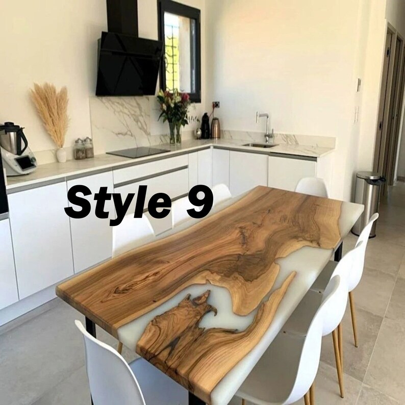 White Epoxy Resin Center Sofa Dining Table Handmade Etsy