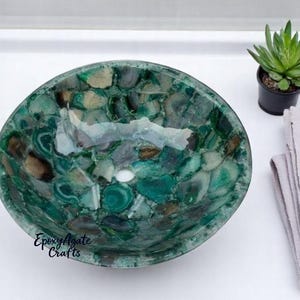 Green Round Agate Stone Sink Luxury Bathroom Vanity Natural Gemstone Wash Basin with Polished Finish, Handmade Washbasin, Elegant Decor
