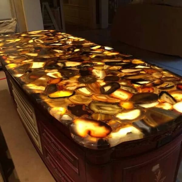 Made To Order Agate Stone Center Sofa Dining Table Hanmdade Furniture Counter Desk Conference Meeting Kitchen Slab Table Decors