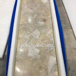 White Quartz Stone Center Sofa Dining Table Handmade Kitchen Slab Countertop, Luxury Conference Meeting Furniture & Bar Table Décor