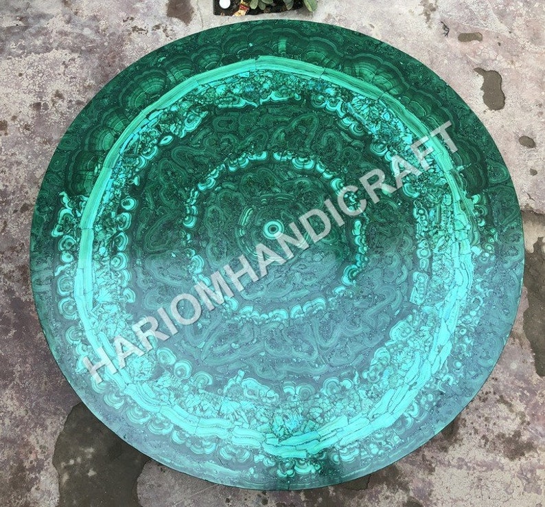 36 Round Marble Dining Table Top Malachite Random Inlay Art Beautiful Natural Stone Home Decors