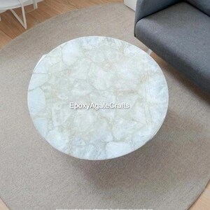 Round White Quartz Coffee Table Top: Modern Home Decor