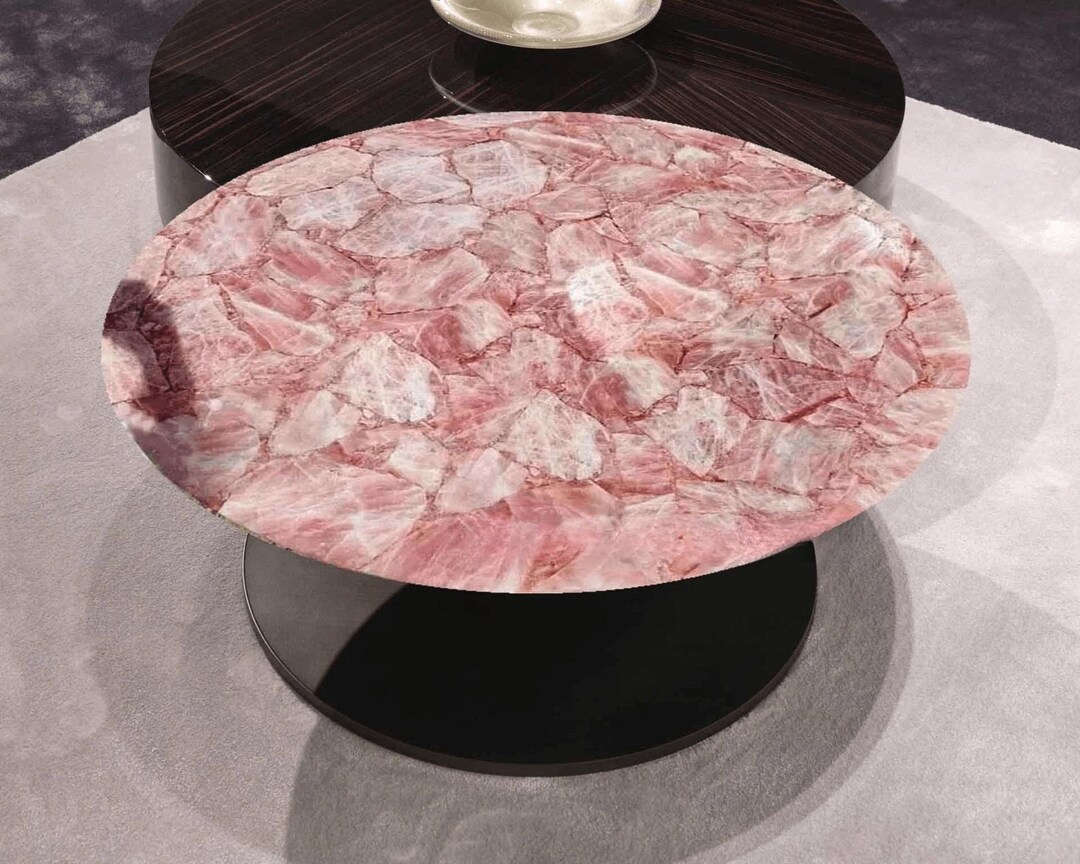 Rose Quartz Coffee Table Top, Pink Quartz Center Table Top, Hallway