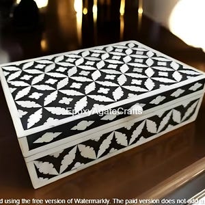 10 &quot;x7&quot;x3&quot; Premium Qualität Knochen Inlay Schmuck Aufbewahrungsbox Floral Bone Inlay Design handgemachte Organisation Box Handwerker Geschenk Wohnkultur