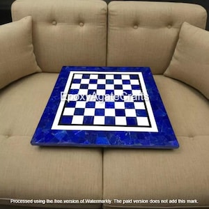 Random Blue Lapis Stone Center Chess Table Handmade Gemstone Modern Arts Playing Room Furniture Cafeteria Modern Arts Home & Garden Decors