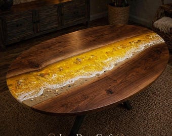 Oval Walnut Epoxy Dining Table Handmade Resin River Coastal Luxury Statement Furniture