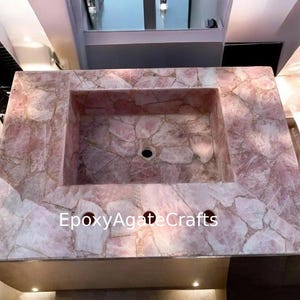 Stunning Rose Quartz Sink Luxury Bathroom/Kitchen Sink Crystal Healing Gemstone Modern Arts Bathroom Home Interior Decors