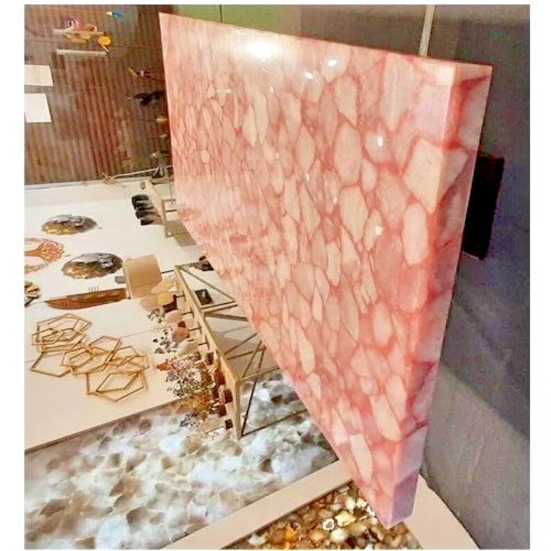 Rose Quartz Stone Dining Table Kitchen Slab Cafeteria Bar Desk Crystal Healing Gemstone