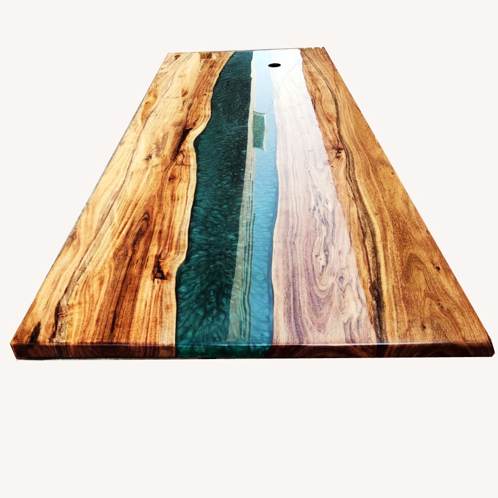 Sofatisch aus Olivenholz Epoxidharz Tisch mit Mittelfluss | Etsy