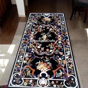 Handmade Marble Inlay Table Top: Multi Gemstone Dining Table Decor