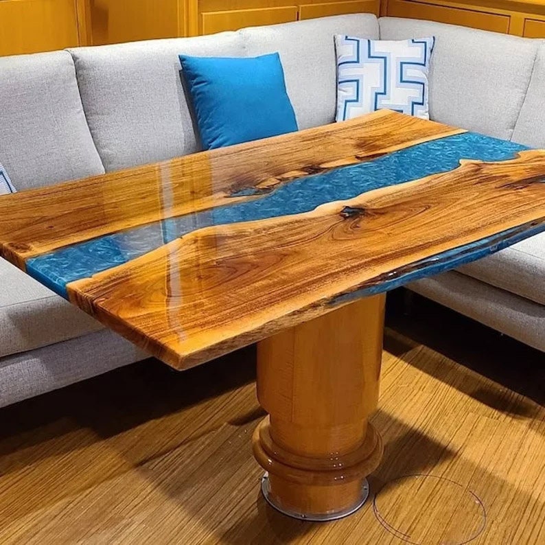 Sea Table, Epoxy Table, Epoxy Resin Table, Resin Table Top, Wood Resin Tabletop,  Epoxy Resin River Table, Walnut Table 