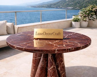 Rosso Levanto Round Coffee Table, Italian Red Marble Center