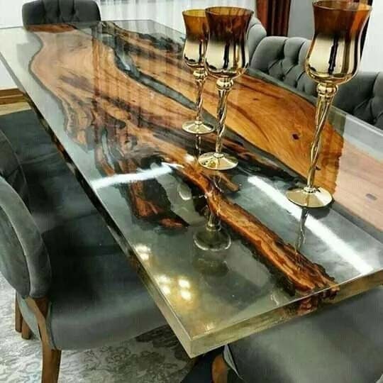 Clear Epoxy Resin Dining Table Top Epoxy Table Acacia Wooden Etsy