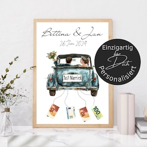 Money gift wedding personalized | poster bridal couple wedding gift 2024 | gift wedding picture car | digital download