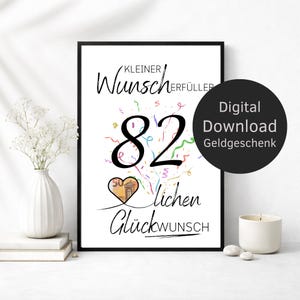 Money Gift 82th Birthday Wish Fulfiller – Digital Download | Creative DIY Birthday Gift & Last Minute Present