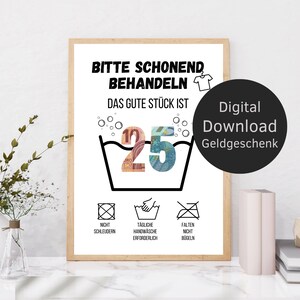 25th birthday money gift washing instructions | creative birthday gift DIY gift idea | last minute gift | digital download