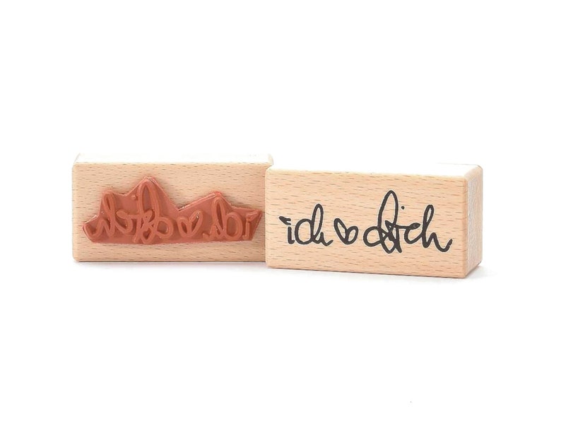 rubber stamp I love you heart writing