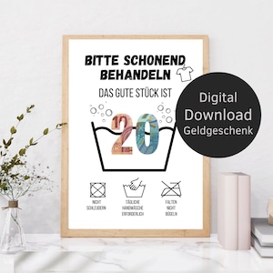 20th birthday money gift washing instructions | creative birthday gift DIY gift idea | last minute gift | digital download