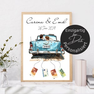 Money gift wedding personalized | poster bridal couple wedding gift 2024 | gift wedding picture car | digital download