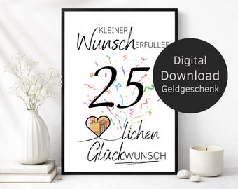 Money Gift 25th Birthday Wish Fulfiller – Digital Download | Creative DIY Birthday Gift & Last Minute Present
