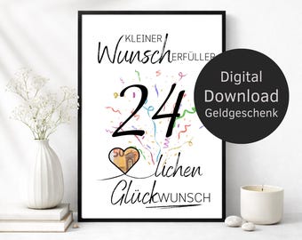 Money Gift 24th Birthday Wish Fulfiller – Digital Download | Creative DIY Birthday Gift & Last Minute Present