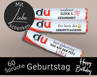 60 Duplo Banderoles Birthday | Gift You Messages | Gift Idea Woman or Man | Digital Download