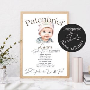 Personalized godparent letter baby | poster godparent certificate | gift from the godparent for the christening child | digital download