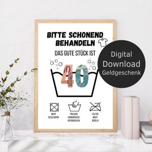 Geldgeschenk 40. Geburtstag Waschanleitung | kreatives Geburtstagsgeschenk DIY Geschenkidee | Last Minute Geschenk | Digitaler Download