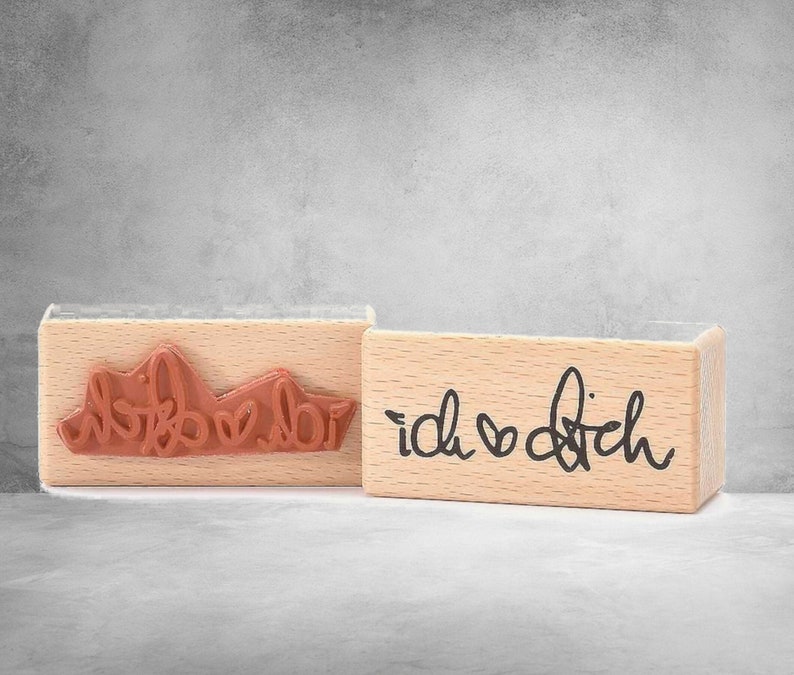 rubber stamp I love you heart writing