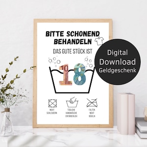 Geldgeschenk 18. Geburtstag Waschanleitung | kreatives Geburtstagsgeschenk DIY Geschenkidee | Last Minute Geschenk | Digitaler Download