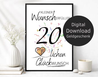 Money Gift 20th Birthday Wish Fulfiller – Digital Download | Creative DIY Birthday Gift & Last Minute Present