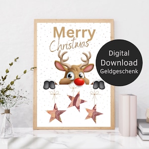 Christmas gift money reindeer | Wish Fulfiller | Gift Idea Money | Last Minute Christmas Gifts | Digital Download