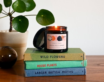 Scented Candle / Black Fig + Amber / Hand-poured soy wax /  Gift for Her
