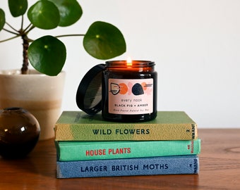 Scented Candle / Black Fig + Amber / Hand-poured soy wax /  Gift for Her