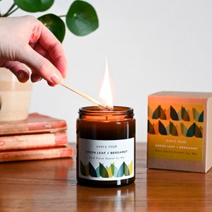 Green Leaf + Bergamot candle, hand poured soy wax SUMMER SCENT