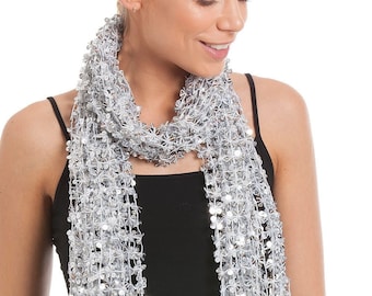 Janologypology Trinny Metallic Silver Scarf