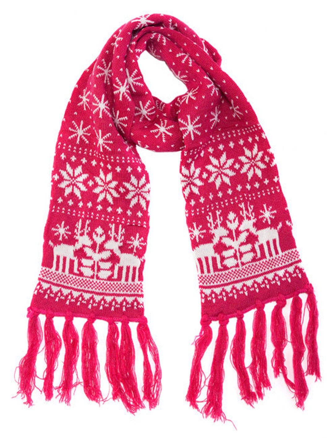 Christmas Scarf Winter Scarves Knitted Fairisle & Snowflake Design - Etsy