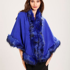 Central Chic Faux Fur Trim Cardigan Cape Shawl Blanket Wrap - Etsy UK