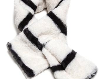 Central Chic Girls Faux Fur Scarf Inifinity Snood Striped Design