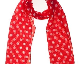 Central Chic Silky Floaty Polka Dot Scarf Chiffon Scarf